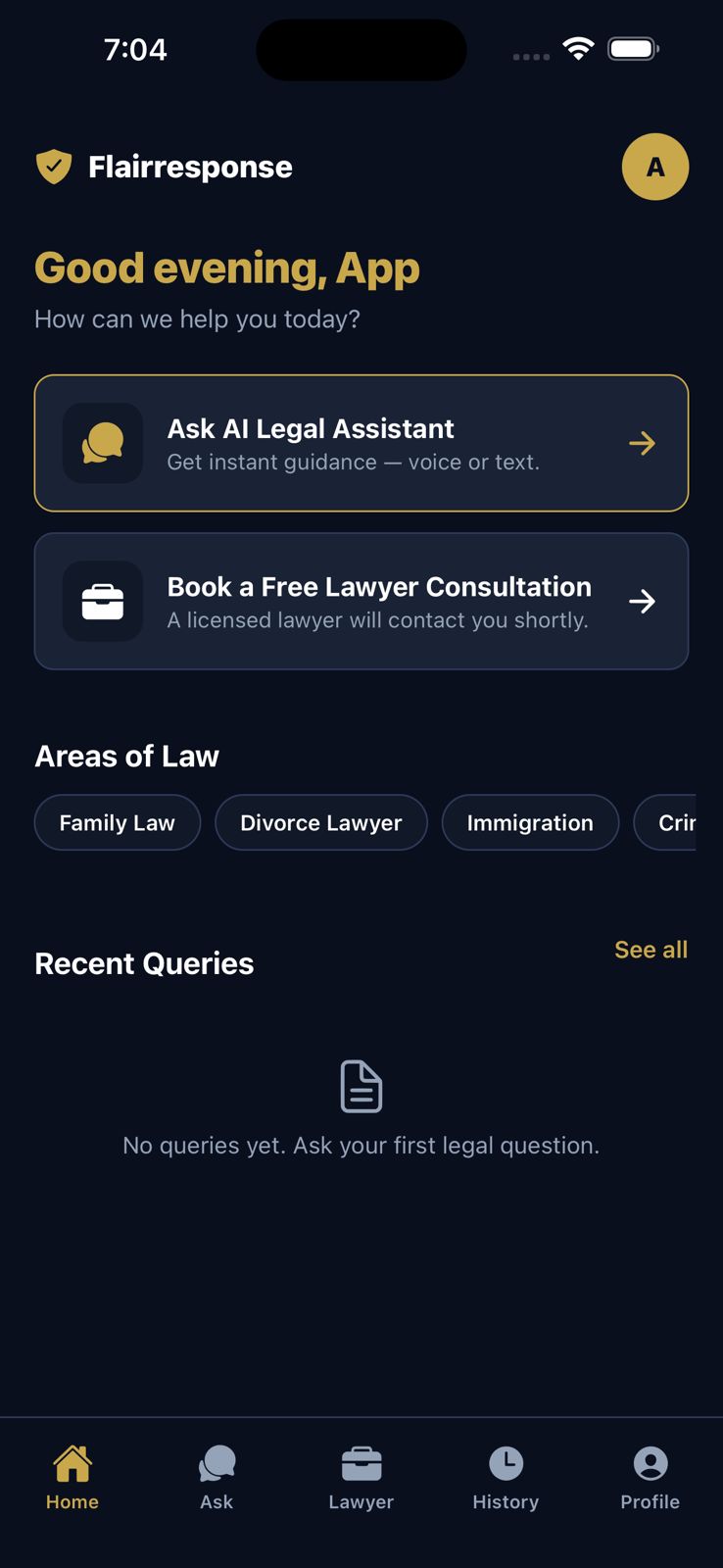 Flair Response home screen